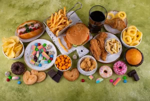 Mucha comida rápida junta