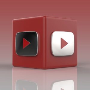 cubo tridimensional con el logo de youtube